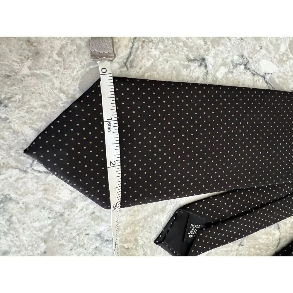 Arturo Phillipe Men's 100% Imported Silk Neck Tie Black w Brown Polka Dots JL